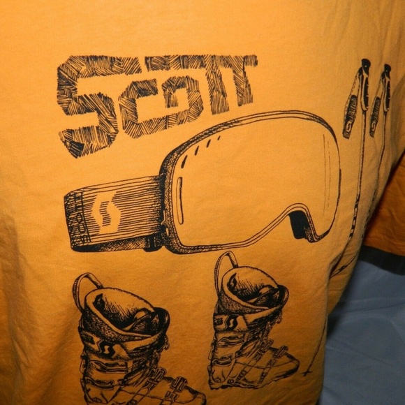 Scott Ski Goggles Graphic T  Shirt 2XL mens Yellow - Picture 3 of 7